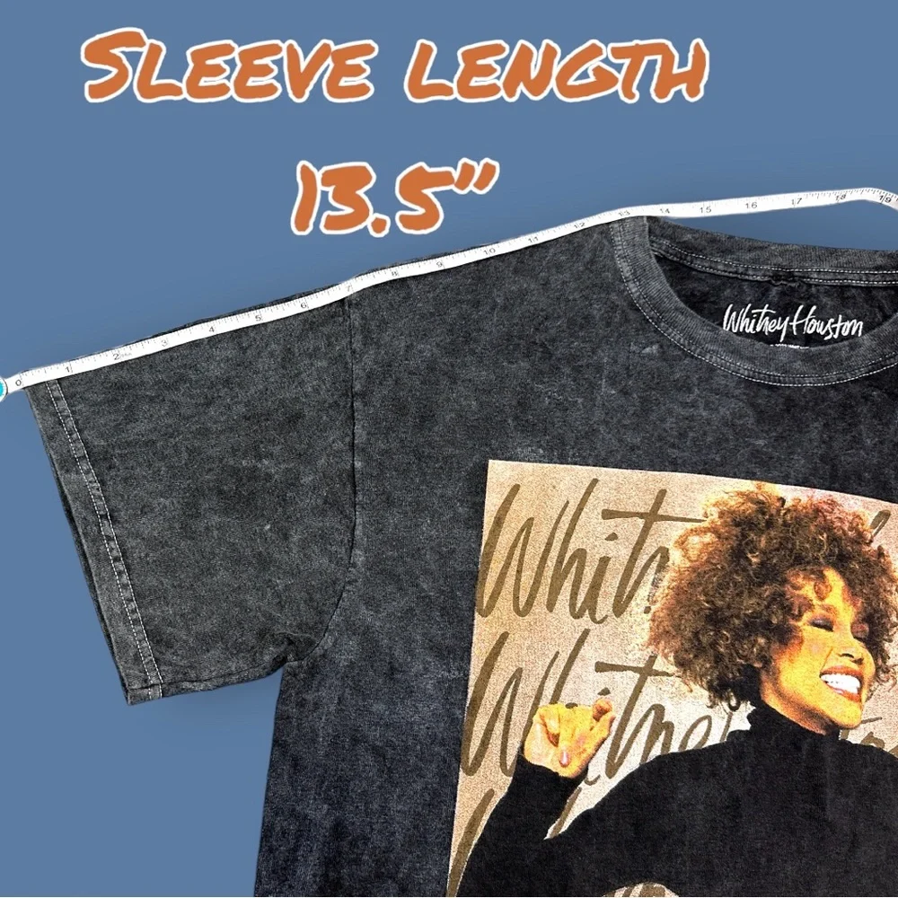 NWOT Whitney Houston High-Low Cropped T-Shirt in Mineral Washed Black. Size M - Picture 4 of 9